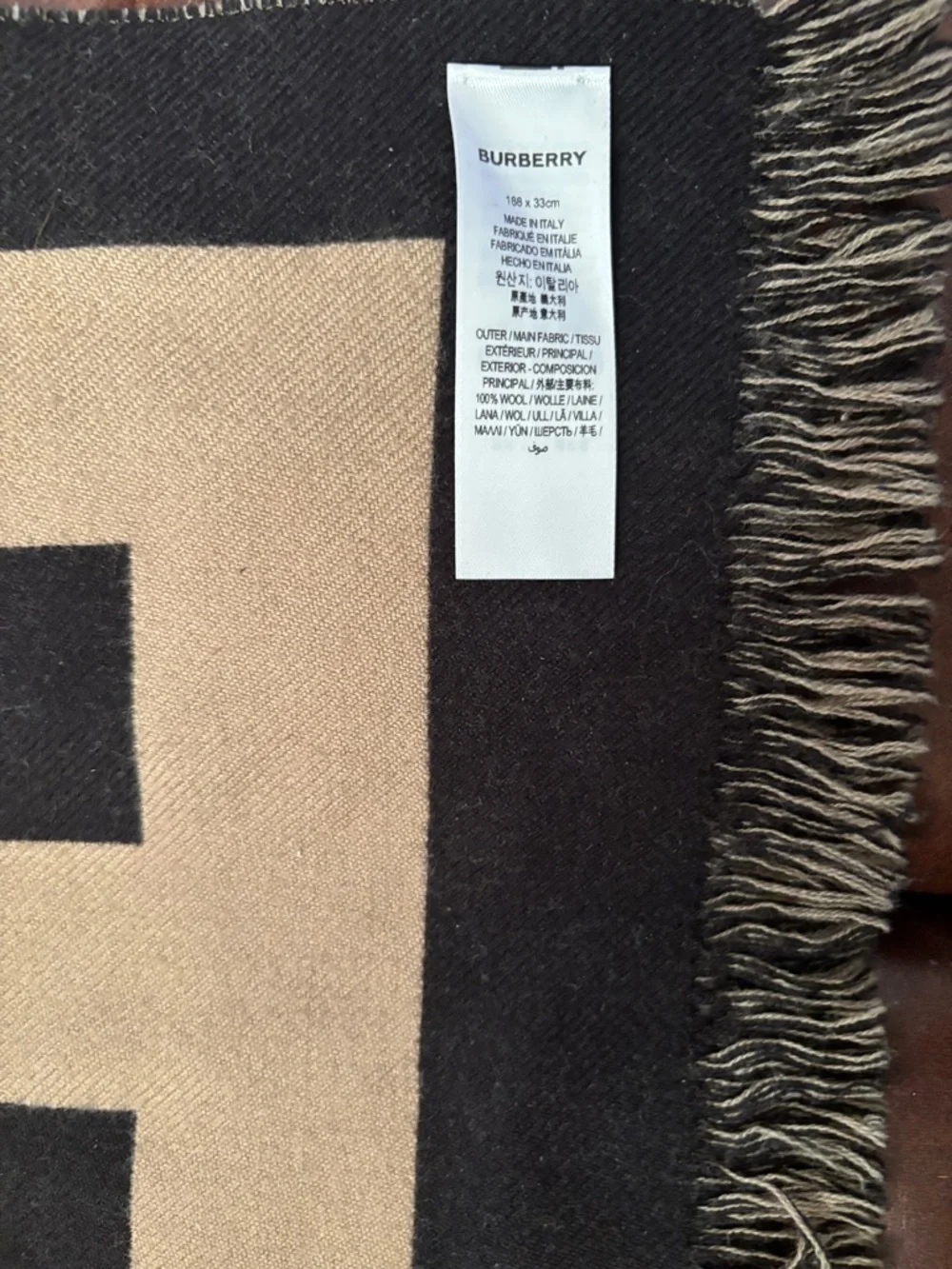 Burberry Beige and Black Logo Scarf Wrap - Picture 8 of 10